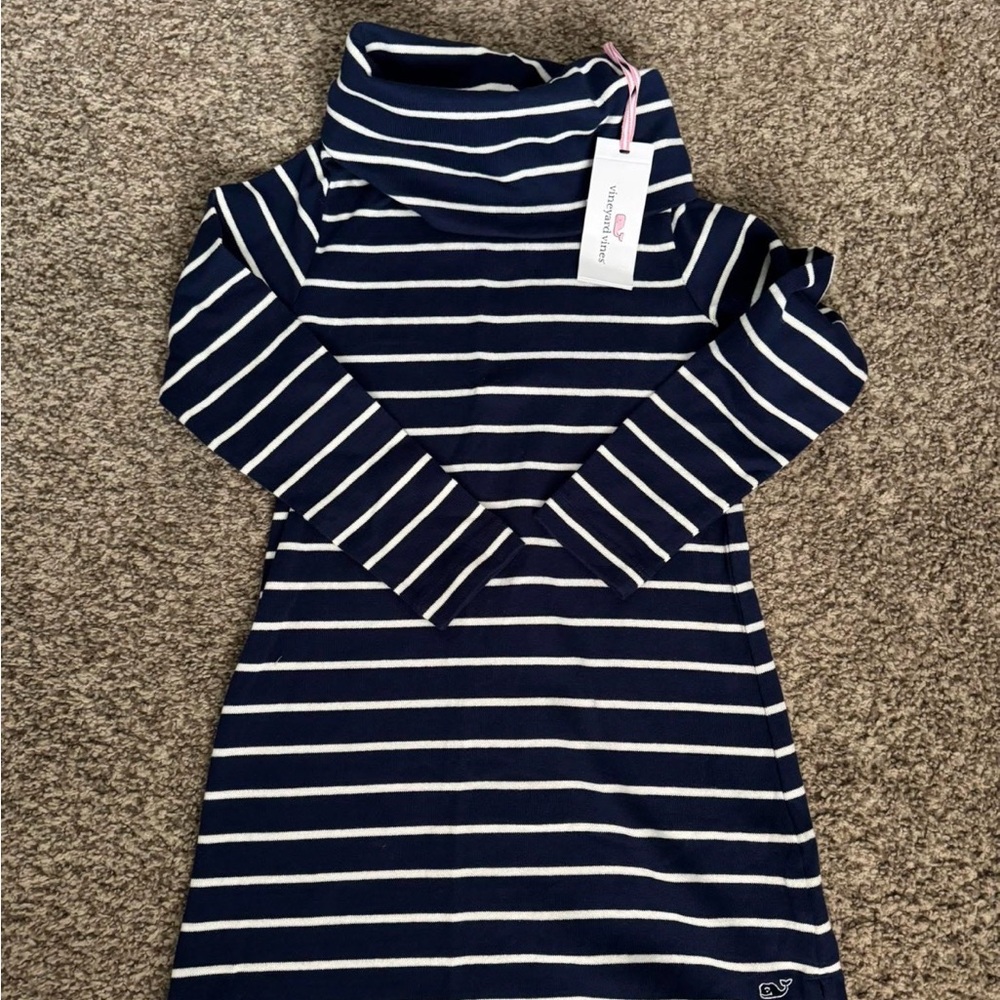 Vineyard Vines Navy and White Striped Turtleneck Dress size XS (5-6)